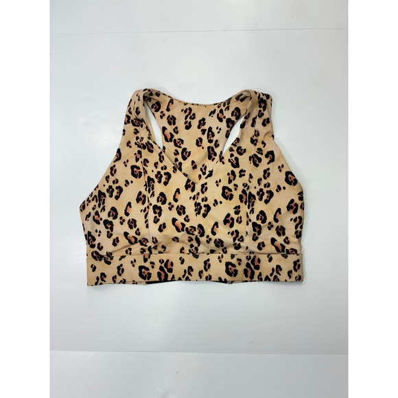 Fabletics Other - Fabletics Leopard Print Racerback Sports Bra V-Neck Cutout Back Tan Brown L